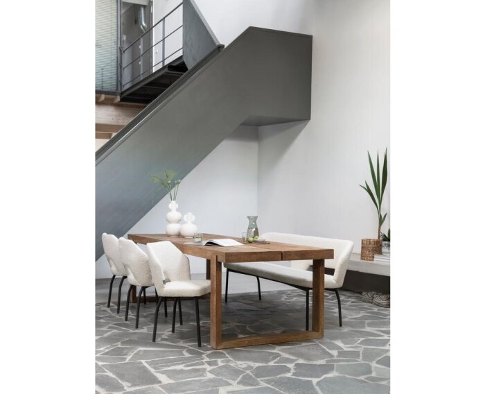 MUST Living eetkamerbank Bloom - 150x57x87 cm - Boucl&eacute; naturel