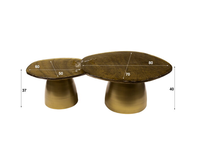 Salontafel Eclips set van 2 Glas - Goud antiek finish