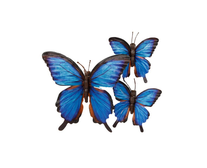 Blauwe zijde vlinders (3:big&small) met knijper-creatief te gebruiken!