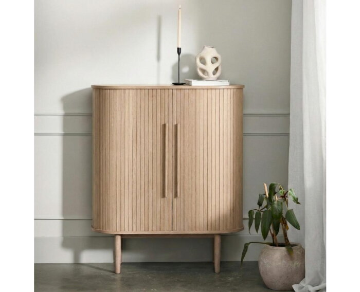 Opbergkast Meta - eiken & eikenfineer licht naturel - 100x40x118 cm - 2 deuren