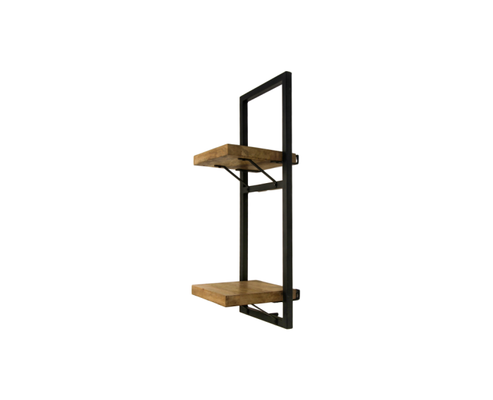 Wandplank Levels - 25x70 cm - mangohout/ijzer