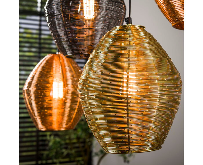 Hanglamp web mix 5 lampen - Mat nikkel mix color