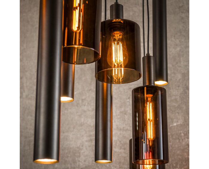 Hanglamp Sepiora 9 lampen - Sienna bruin - Hotel Chique - 116x22x150 cm - leeslamp