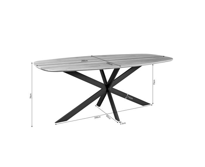 Eiken eettafel Ferris | Deens Ovaal 200 cm | Naturel