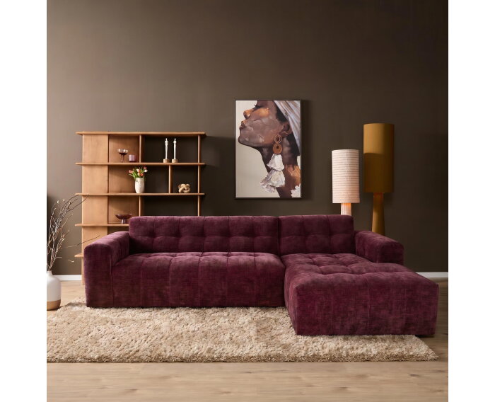 MySofa Ruby Hoekbank Paars  2,5 zits AL + Lounge R
