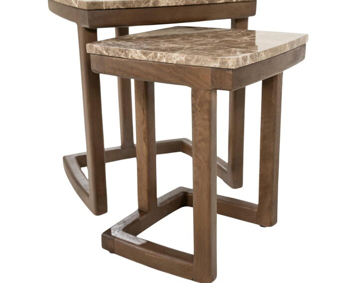 Bijzettafel set Nordin 34x34cm - bruin | Eleonora