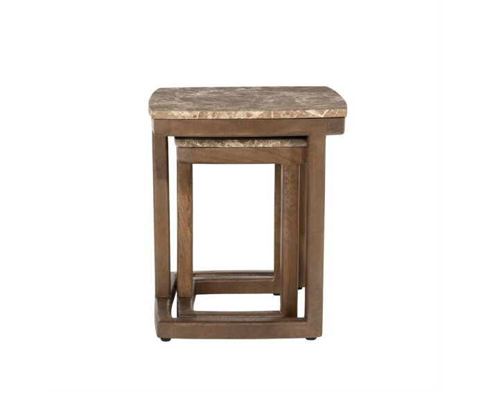 Bijzettafel set Nordin 34x34cm - bruin | Eleonora