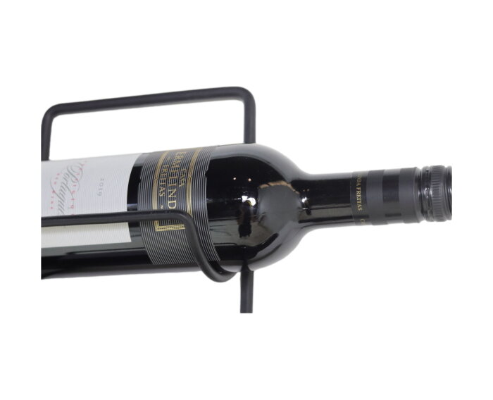 Wijnrek 5 flessen - 15x10x70 - Naturel/Zwart - Mangohout/metaal