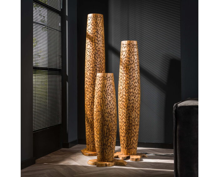 Vloerlamp S bars - Massief gerecycled teakhout