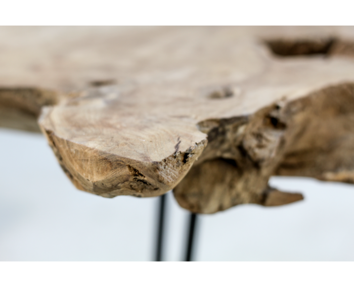 Sidetable - 120x50x70 - Naturel - Teak wortelhout/ijzer