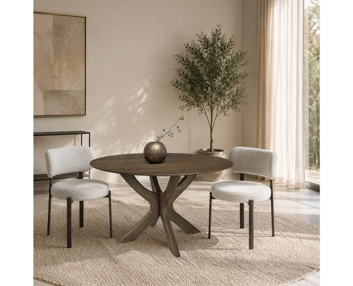 Brix Montreaux eettafel Rond walnoot bruin 130 cm - Japandi