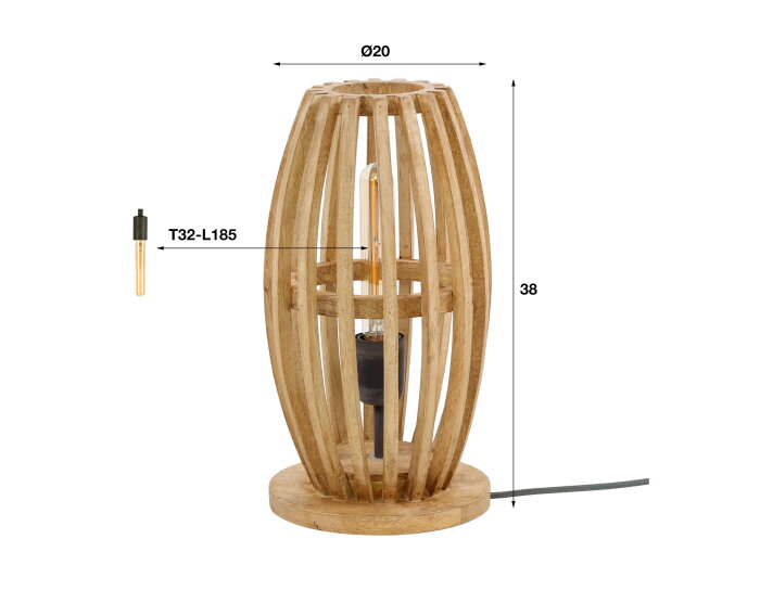 Tafellamp 1L orbit - Massief mango naturel