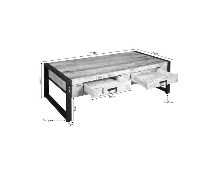 Salontafel Boaz met 2 lades | 120 cm