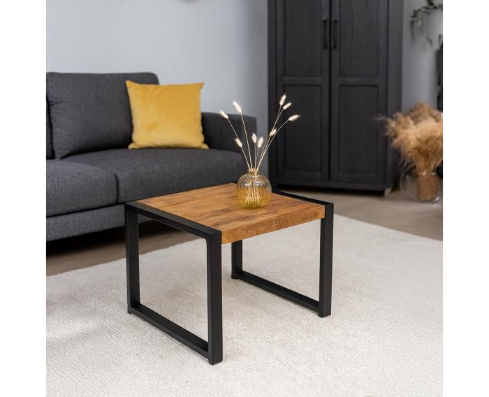 Salontafel Britt vierkant mangohout 60x60 cm - Naturel