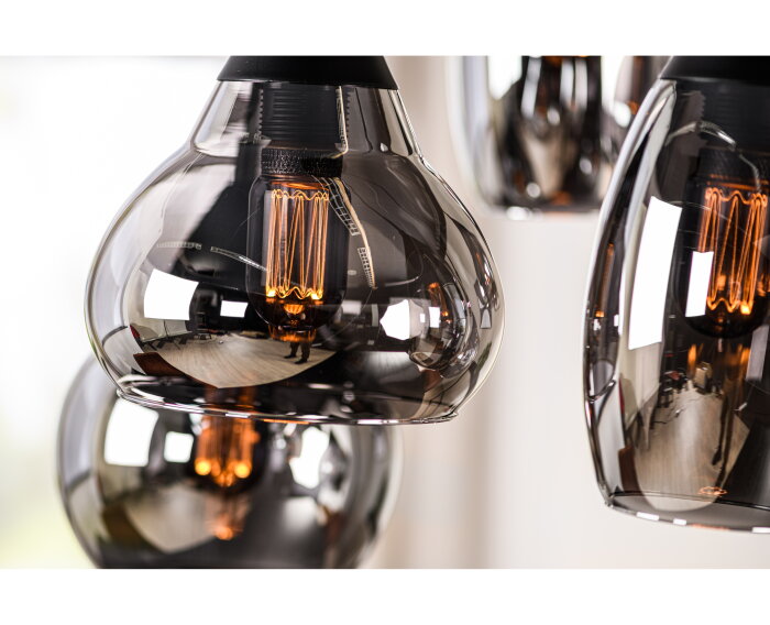 Hanglamp, 6-lichts, H340 smoke glas