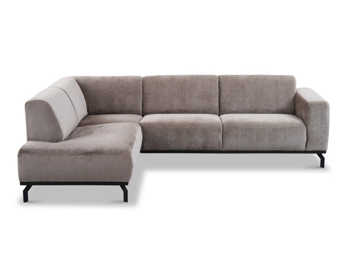 Hoekbank Avani met ottomane Links - Taupe &ndash; 256x188x77 cm &ndash; Modern
