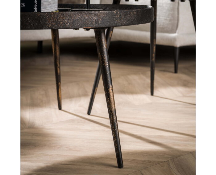 Salontafel Vera Set van 2 Metallic rond - Zwart