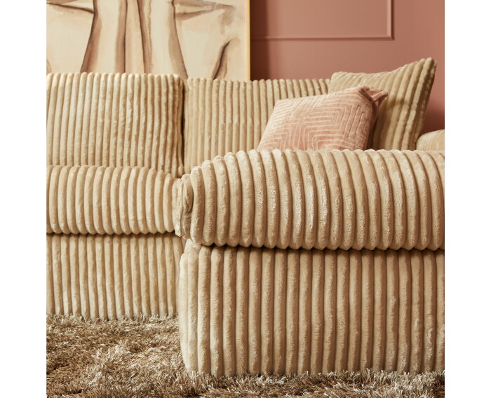 MySofa Teddy U-bank Ribstof - Beige