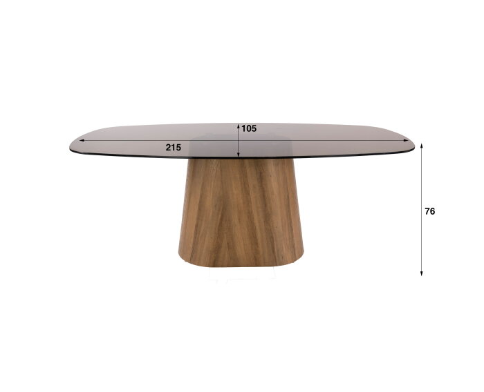 Eettafel Tinto Centro 215 - Brons glas