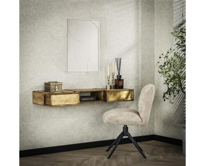 Kaptafel 2L brass - Massief mango zwart