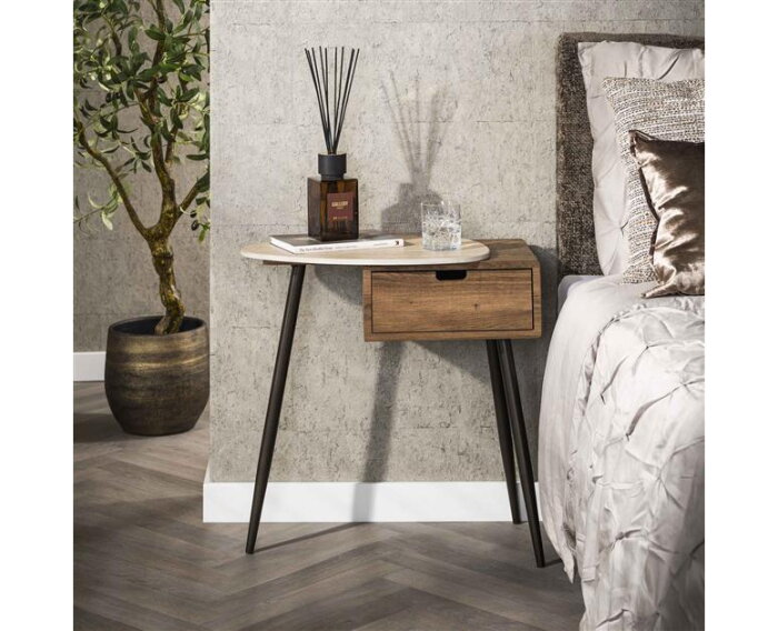 Nachtkastje 1L links Travino - Ceramic Travertine