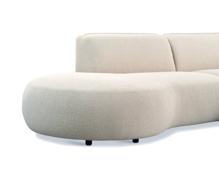 Organische hoekbank Valerie Boucl&eacute; met chaise longue links - 276x150x75 cm - Japandi - Beige