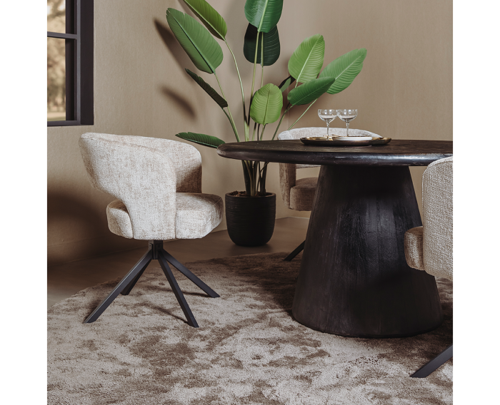 Asti Eetkamertafel rond zwart 130 cm