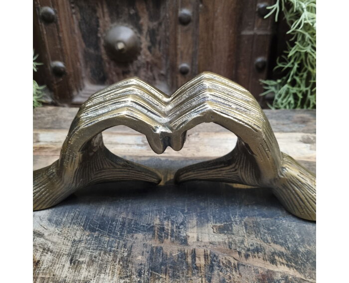 Antique Brass Heart Sculpture