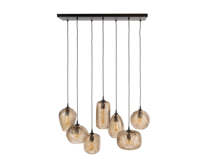 Hanglamp Chevron 4+3L - Smoke bruin glas