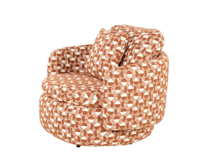 SEVN Lois fauteuil draaibaar - Rond en uitnodigend - Terracotta - 107x97x84 cm
