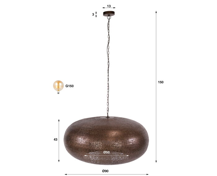 Hanglamp Cielo 1L &Oslash;90 - Antiek koper