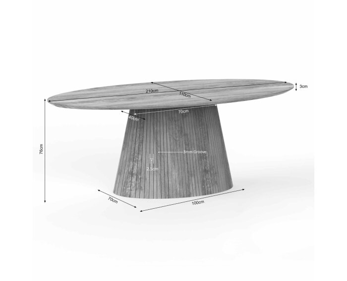 Eettafel Solana | 210 cm | Ovaal | Taupe