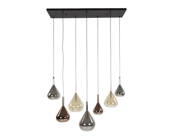 Hanglamp 4+3 wings mix glass - Zwart