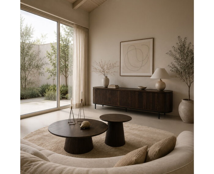 Salontafel Salvator rond 80 cm Mangohout - Walnut | Livingfurn