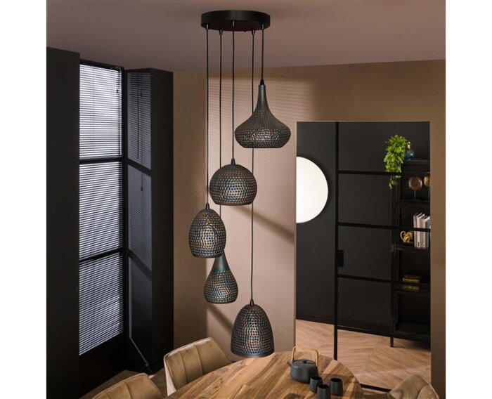 Hanglamp 5L getrapt punch mix - Zwart bruin