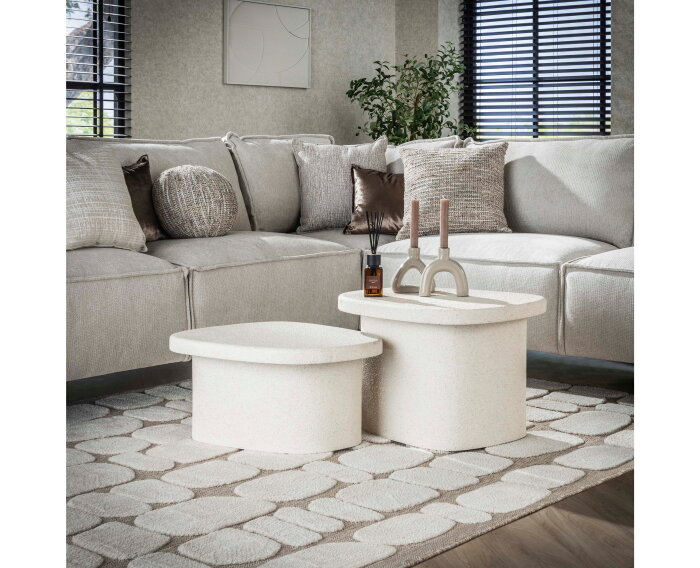 Salontafel Sienna set van 2 organisch marmer composiet - wit