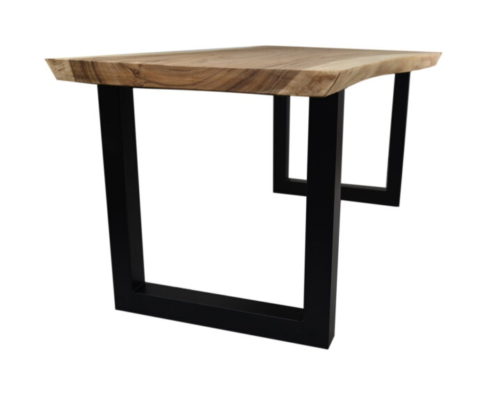 Rechthoekig eettafel - 180x80-90x78 - Naturel/zwart - Munggur/metaal