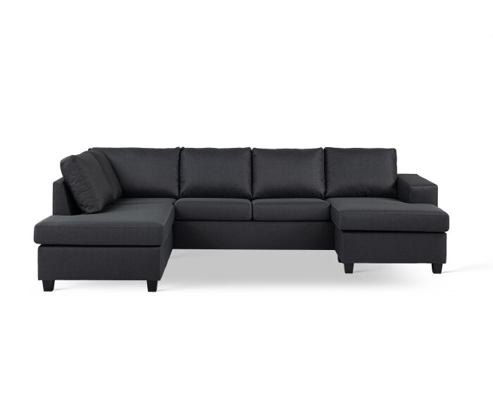 Hoekbank Malmo 3-zits hoek links - Antraciet - 280x198 cm
