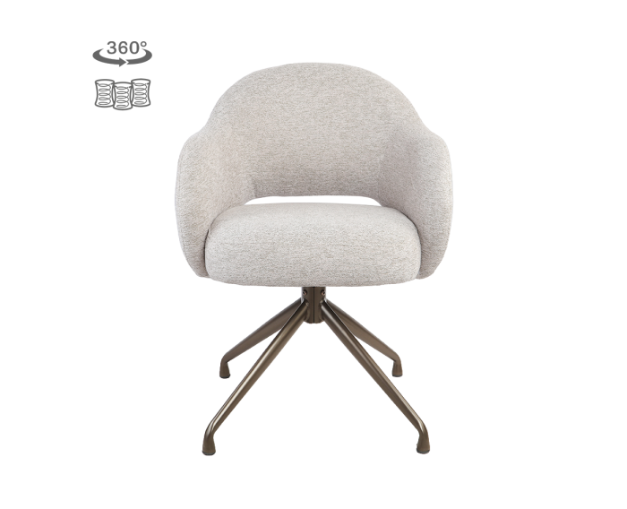 Tower Living eetkamerstoel Porto draaibaar Anodic - Toro 25 cream