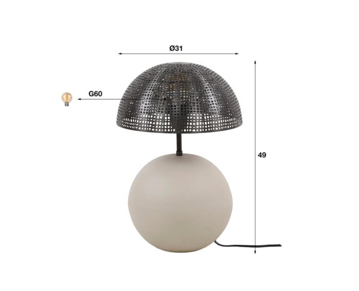 Tafellamp 1L sphere natural - Natural grey