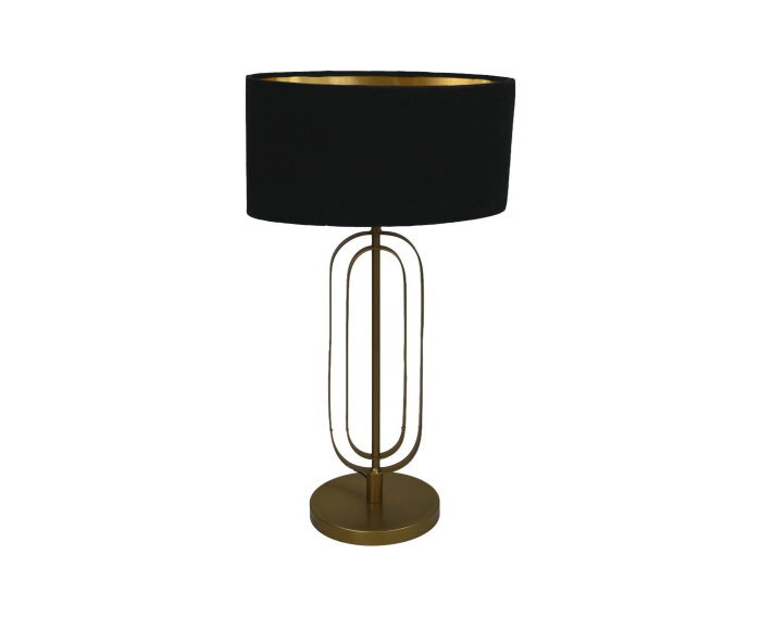 Ovale lampenkap - ø38x19 - Zwart/goud - Velours