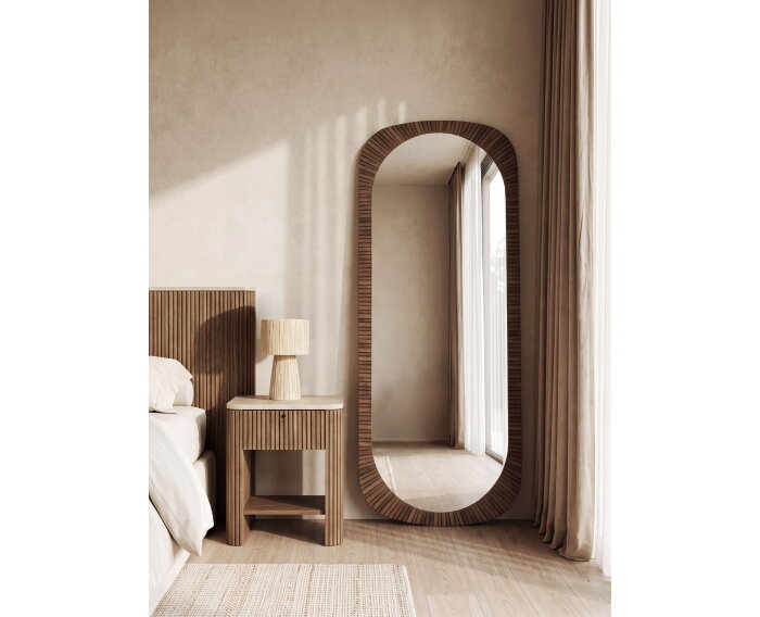 DTP home Lagoon nachtkastje teakhout en Mortex naturel / beige - 50 x 40 x 60 cm
