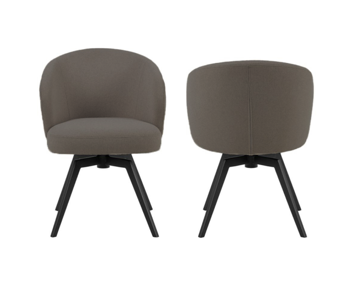 HSM Collection-Eetkamerstoel Alma + Armleuning-80x55x43-Antraciet/Zwart-Stof/Metaal