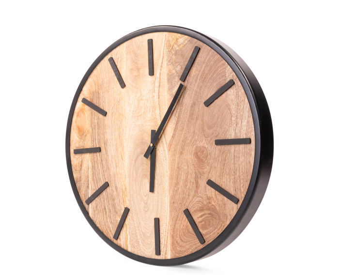 Klok mangohout metaal MEDIUM