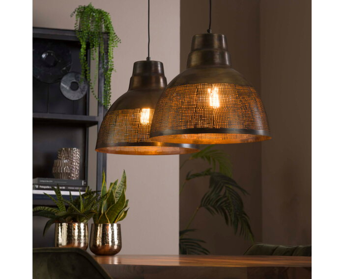 Hanglamp &Oslash;38 screen 2 lampen - Brons antiek
