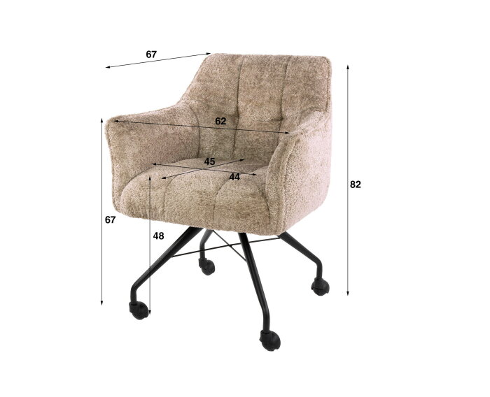 Armstoel wieltjes Raster VPE2 - Savelle Zandkleur