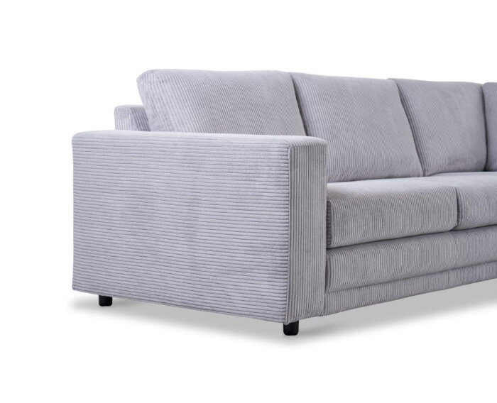 Hoekbank Livaro Beige - Zoom 19 Ribstof &ndash; Ottomane rechts &ndash; 261x204 cm