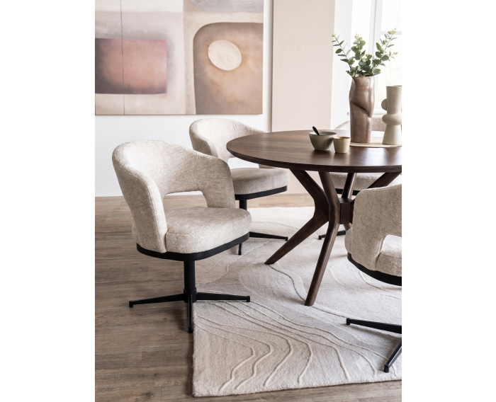 Eettafel Jax rond mangohout 130x130x77 cm - Walnoot bruin - Japandi