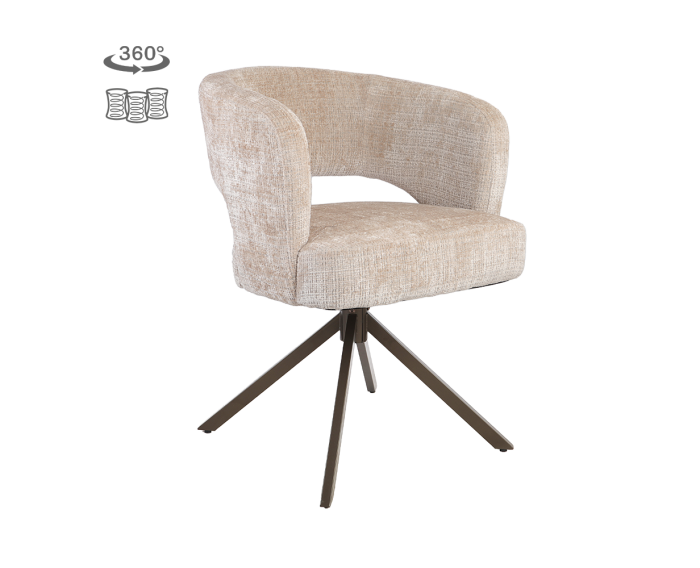 Tower Living Mura eetkamerstoel draaibaar - Cremona 14 beige - Anodic brown