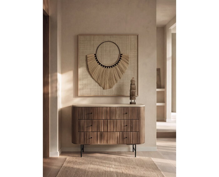 DTP home Lagoon dressoir teakhout en Mortex naturel / beige - 110 x 45 x 80 cm